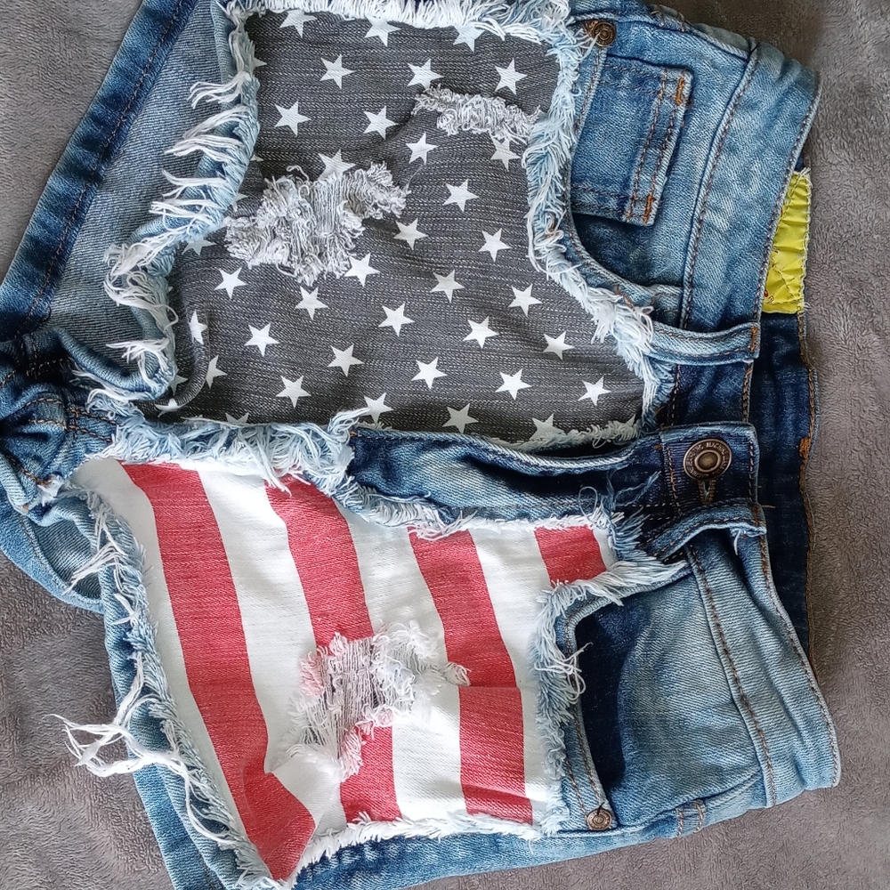 Machine American Flag Denim Shorts Size Small